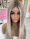 Jessies Wig Glueless Highlight Ash Blonde With Grey Roots Ombre Colored Straight 13x4 Lace Frontal Wig