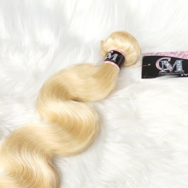 CurlyMe 613 Blonde Virgin Human Hair Body Wave 4 Bundles with 4x4 Closure