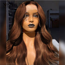 Xrs Beauty Hair Long Body Wave Dark Brown Lace Front Wig Human Hair [CFW20]