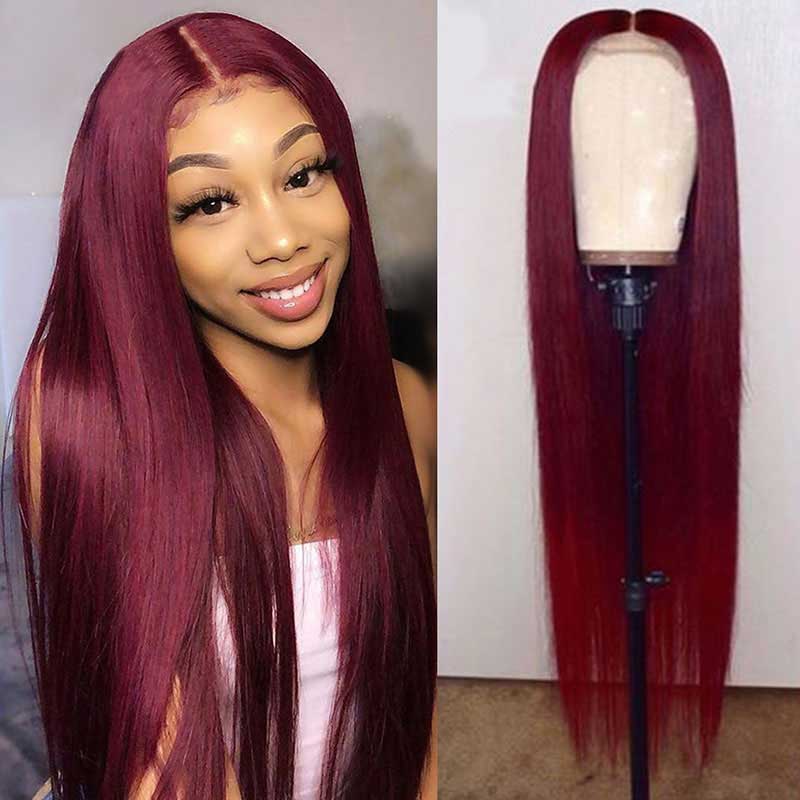 Aligrace 13x5x1 T Part Lace Straight Wigs 99J Color