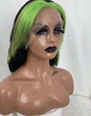 Jessies Wig Green Skunk Stripe Hair Wig Patch Color Body Wave Hairstyle Lace Front Wigs For Women