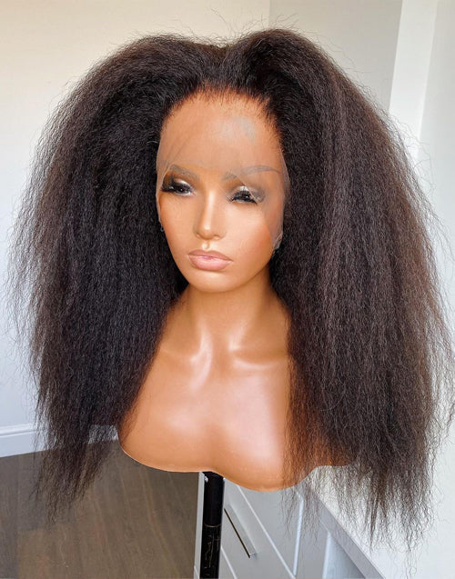 Jessies Wig 360 Full Lace Frontal Wig Kinky Straight Lace Front Human Hair Wigs Can Do Half Up Half Down