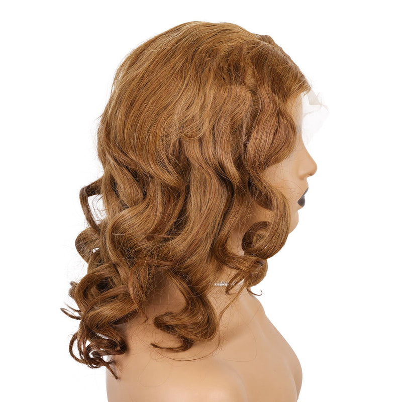 Xrs Beauty Hair Honey Brown 16 Inch Shoulder Length 13x4 Lace Front Wig With Spiral Curly Ends [CXW46]