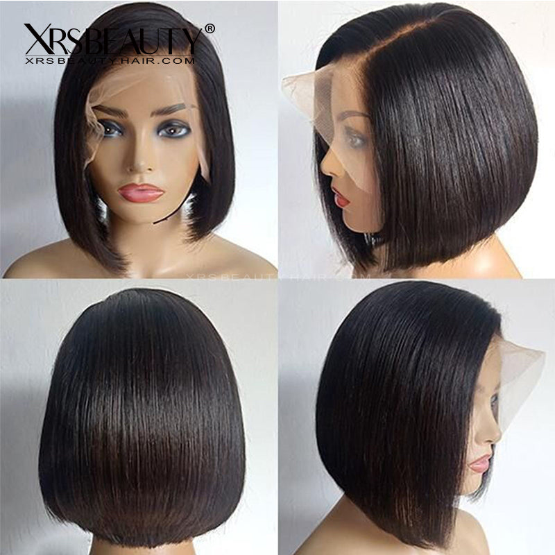 Xrs Beauty Hair 13x4 Side Part Asymmetrical Bob Wig Pre Plucked Lace Front Human Hair [BOB05]