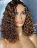 Jessies Wig Flash Deal $139.99 16" Ombre Brown Water Wave 4x4 Lace Bob Wig Glueless Human Hair Wig