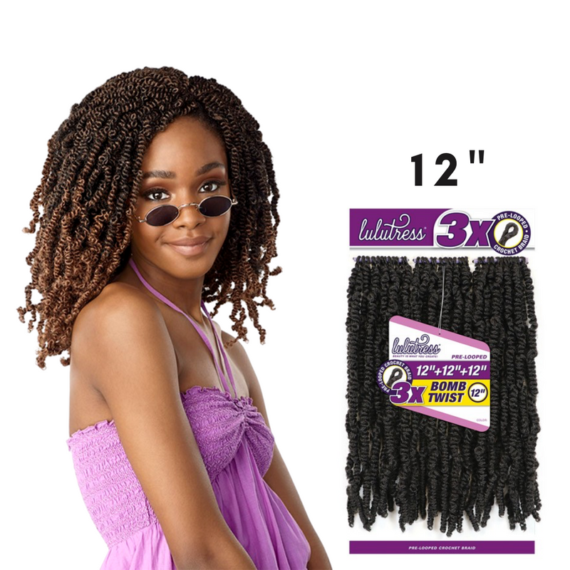 LULUTRESS 3X BOMB TWIST 12" PRE-LOOPED CROCHET BRAID