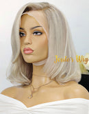 Jessies Wig Layered Bob Natural Highlight Ash Blonde With Dark Roots Color Wig Collar bone length haircuts