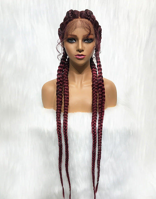 Jessies Wig Hand-Braided Lace Braided Wigs with Braid Ponytails with Baby Hair for Women