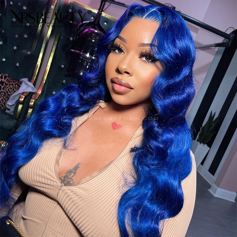 Xrs Beauty Hair Blue Lace Front Wig Body Wave Virgin Human Hair Pre plucked Natural Hairline [CFW51]