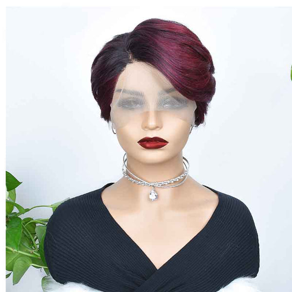 Aligrace T Part Lace Pixie Cut Short BoB Wigs 1B/99J Wigs