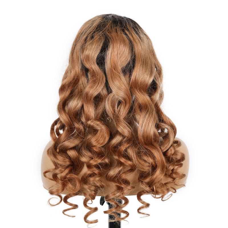 Xrs Beauty Hair Honey Blonde Ombre Hair 200% Density With Baby Hair Pre-Plucked 13x4 Front Lace Human Hair Wave Wigs  [CXW16]