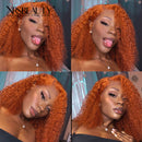 Xrs Beauty Hair Ginger Orange Deep Curly Lace Human Hair Wig Pre Plucked Natural Hairline [CFW18]