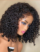 Jessies Wig Glueless Curly 4x4 Crystal Lace Bob Wig With 4C Edges Baby Hair Human Hair Wig