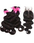 Jessies Wig 30inch Body Wave Hair 3 Bundles With Closure Brazilian Human Hair With Lace Closure