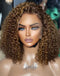 Jessies Wig Piano Honey Brown Curly 13x4 Frontal Bob Wig Glueless HD Lace Highlights Human Hair Wig