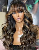 Jessies Wig Balayage Honey Blonde Body Wave True Scalp Wig With Bangs Glueless Wig