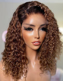 Jessies Wig 4x4/5X5 HD Lace Ombre Brown Water Wave Bob Closure Wig Human Hair Wigs