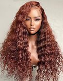 Jessies Wig Reddish Brown Water Wave 13x4 Lace Front Wig Gluesless 4x4 Lace Wig Human Hair Wig