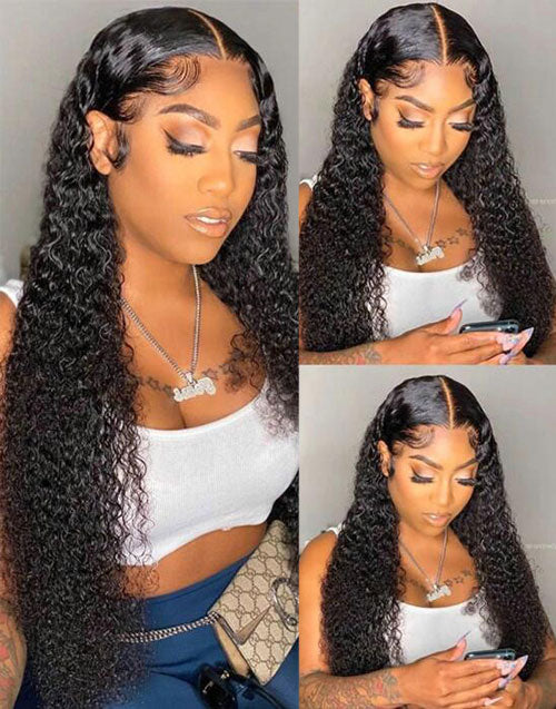 Jessies Wig 4x4 Jerry Curly Human Hair Lace Closure Wig /13x4 Frontal Lace Wigs