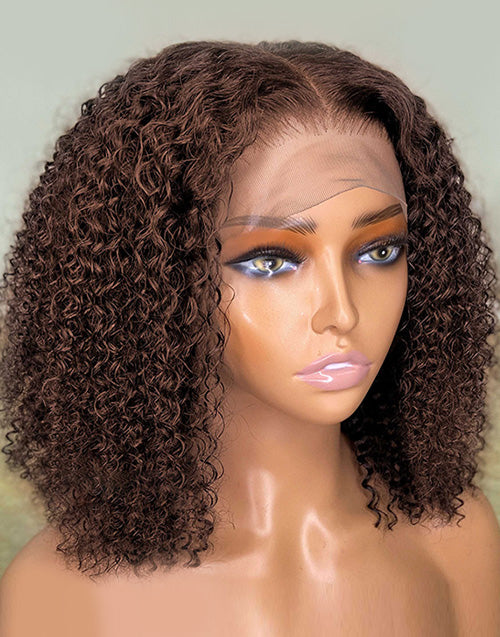 Jessies Wig Brown Colored Curly 13x4 Lace Front Bob Wig Glueless 5x5 Bob Human Hair Wig