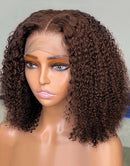 Jessies Wig Brown Colored Curly 13x4 Lace Front Bob Wig Glueless 5x5 Bob Human Hair Wig