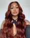 Jessies Wig Reddish Brown Color Body Wave 13x4 Lace Front Human Hair Wig Auburn Copper