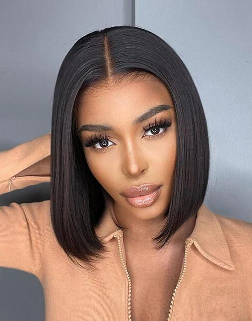 Jessies Wig Glueless Clear HD Lace Straight Short Bob Human Hair Wigs Brazilian 13X4 Lace Front Bob Wigs