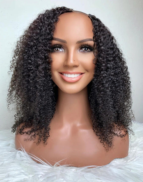 Jessies Wig Afro Kinky Curly U Part Wig Glueless 4B 4C Human Hair Wig