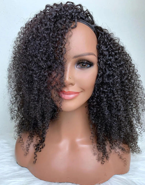 Jessies Wig Afro Kinky Curly U Part Wig Glueless 4B 4C Human Hair Wig