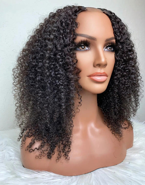 Jessies Wig Afro Kinky Curly U Part Wig Glueless 4B 4C Human Hair Wig