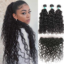 Ali Grace Water Wave Hair Bundles 3 Pcs with 13x4 Lace Frontal