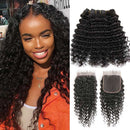 Ali Grace Deep Wave Hair Bundles 3 Bundles With 4x4 Lace Closure