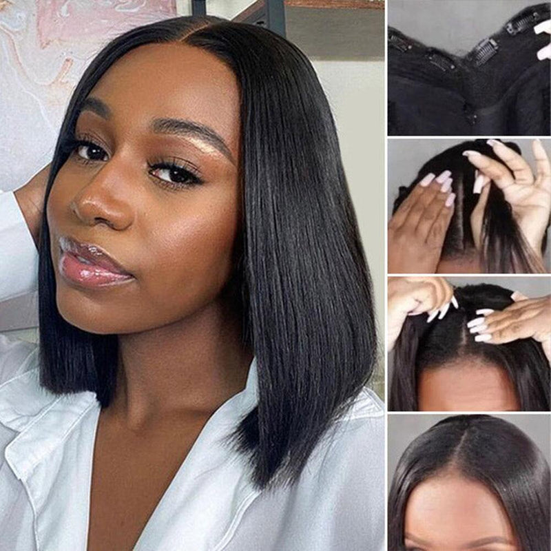 USA 2 Day Express Shipping Buy One Get One Free 13x4 Lace Frontal Water Wave Bob Plus V Part Straight Bob Wig