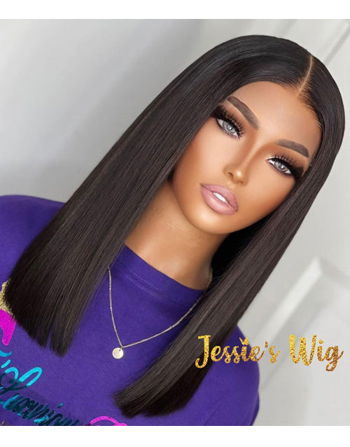 Jessies Wig Upgrade Lace 5X6 Pre Cut Lace Double Drawn 15A Crystal HD Lace Blunt Cut Bob Wigs