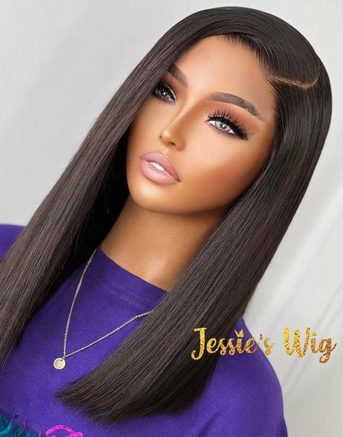 Jessies Wig Upgrade Lace 5X6 Pre Cut Lace Double Drawn 15A Crystal HD Lace Blunt Cut Bob Wigs