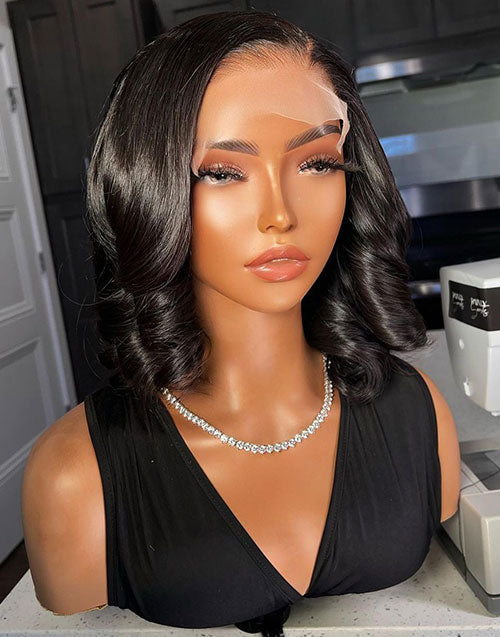 Jessies Wig 5X5 Crystal Lace Bob Wig Short Romance Curl Human Hair Lace Closure Wigs