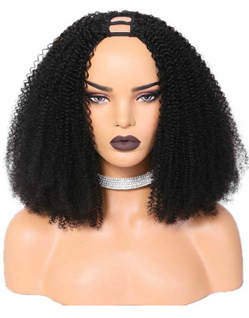 Jessies Wig Brazilian Afro Kinky Curly U Part Wig Glueless Human Hair Wig 4B 4C Hair