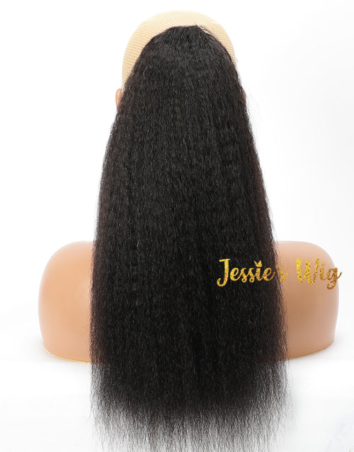 Jessies Wig Kinky Straight Drawstring Ponytail Coarse Yaki Straight Brazilian Natural Human Hair Extensions