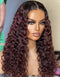 Jessies Wig T1B/Burgundy Water Wave 13x4 Lace Front Wig Glueless Human Hair Wig