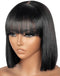 Jessies Wig Straight True Scalp Bob Wigs With Bangs Cute Short Glueless Human Hair Wigs