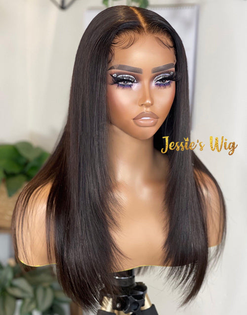 Jessies Wig Inner Buckle Cute Straight 13x4 Lace Front Butterfly Haircut Wig With Medium Length Layered Hair