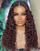 Jessies Wig T1B/Burgundy Water Wave 13x4 Lace Front Wig Glueless Human Hair Wig