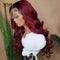 Xrs Beauty Hair Burgundy Hair With Dark Roots Body Wave Front Lace Human Hair Wig [CFW13]