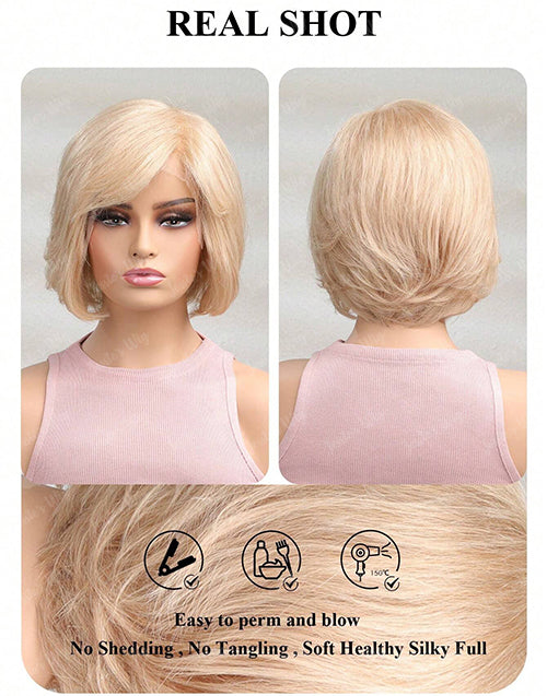 Jessies Wig No Glue Cap Comfortable Rose Gold Color Wavy 13x4 Lace Frontal Bob Wig Ready to Wear Human Hair Wig