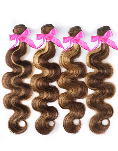 Jessies Wig 30inch Balayage Highlight Human Hair Bundles With Closure Ombre Honey Blonde Body Wave Hair