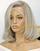 Jessies Wig Layered Bob Natural Highlight Ash Blonde With Dark Roots Color Wig Collar bone length haircuts