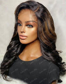 Jessies Wig Summer Ombre Brown Bouncy Curl Glueless 4x4 HD Lace Wig With Black Roots Human Hair Wig