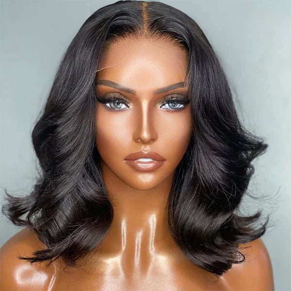 Dola Hair Short Wavy Bob Lace Closure Glueless Wig 180% Density