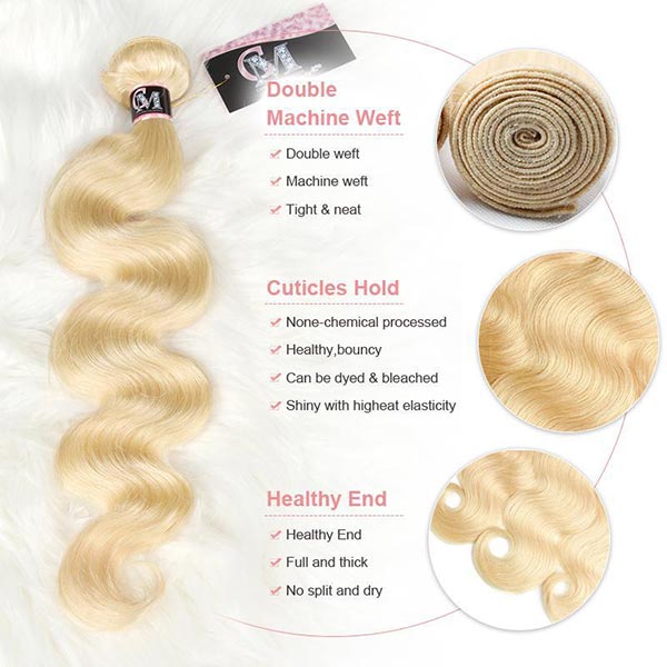 Body Wave 613 Hair Bundles 1/3/4Pcs Blonde Color Hair