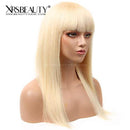 Xrs Beauty Hair 613 Blonde Wig with Bangs Long Straight Human Hair Lace Front Wig [CFW04]